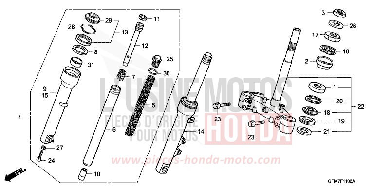 STEERING STEM/FRONT FORK for NHX 110 BLACK (NH1) from 2010